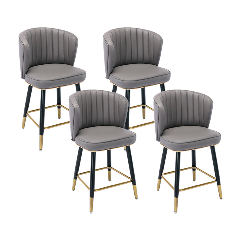 Modern Armless Backrest Counter Stool Iron Cashier Bar Stool with Leather Cushion Dark Gray 4 Piece Set Short Stool(22"H) Clearhalo 'Bar Furniture' 'Bar Stools' 'bar_stools' 'furn' 'furn_bar_stools' 'furniture_bar_stools' 'Kitchen & Dining Furniture' 'kitchen&dining_furn' 'kitchen' 'kitchen_furn' Furniture' 4492994