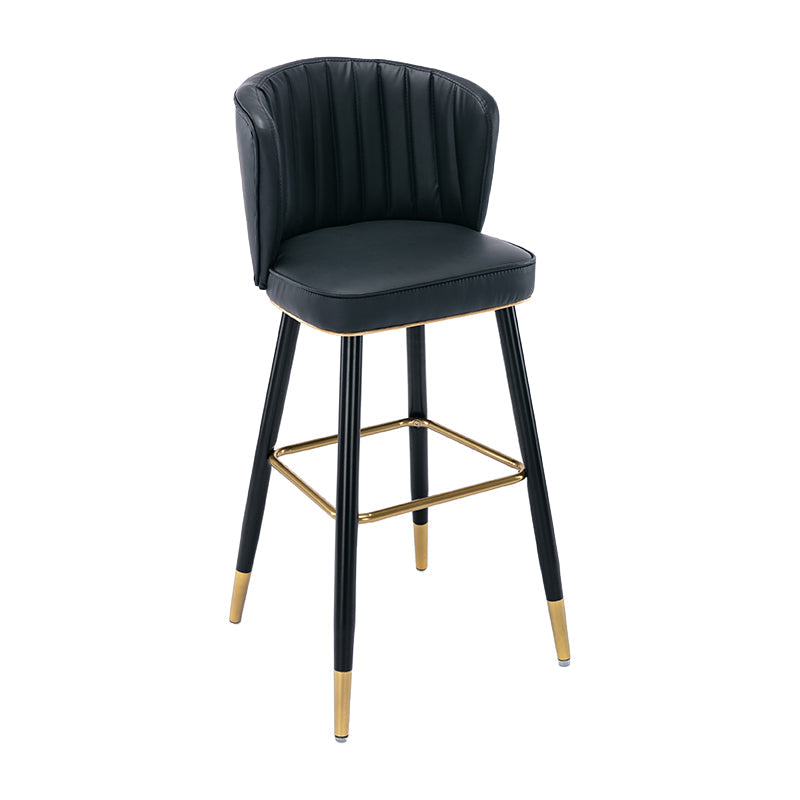 Modern Armless Backrest Counter Stool Iron Cashier Bar Stool with Leather Cushion Black 1 Piece Bar Stool(30"H) Clearhalo 'Bar Furniture' 'Bar Stools' 'bar_stools' 'furn' 'furn_bar_stools' 'furniture_bar_stools' 'Kitchen & Dining Furniture' 'kitchen&dining_furn' 'kitchen' 'kitchen_furn' Furniture' 4492995