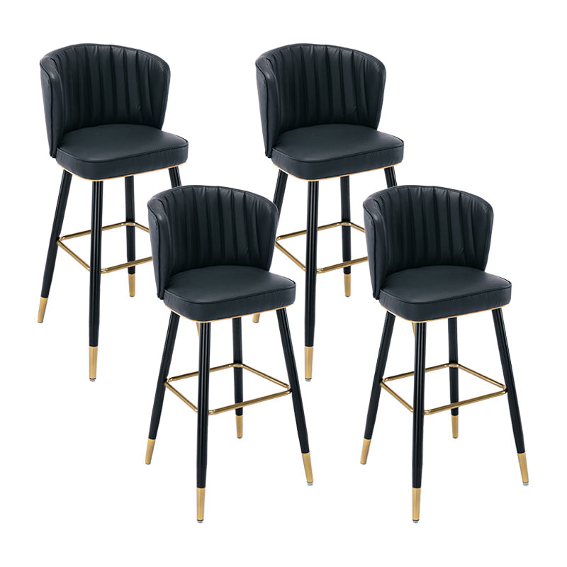 Modern Armless Backrest Counter Stool Iron Cashier Bar Stool with Leather Cushion Black 4 Piece Set Bar Stool(30"H) Clearhalo 'Bar Furniture' 'Bar Stools' 'bar_stools' 'furn' 'furn_bar_stools' 'furniture_bar_stools' 'Kitchen & Dining Furniture' 'kitchen&dining_furn' 'kitchen' 'kitchen_furn' Furniture' 4492999