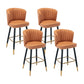 Modern Armless Backrest Counter Stool Iron Cashier Bar Stool with Leather Cushion Orange 4 Piece Set Counter Stool(26"H) Clearhalo 'Bar Furniture' 'Bar Stools' 'bar_stools' 'furn' 'furn_bar_stools' 'furniture_bar_stools' 'Kitchen & Dining Furniture' 'kitchen&dining_furn' 'kitchen' 'kitchen_furn' Furniture' 4493004