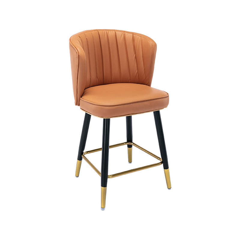 Modern Armless Backrest Counter Stool Iron Cashier Bar Stool with Leather Cushion Orange 1 Piece Short Stool(22"H) Clearhalo 'Bar Furniture' 'Bar Stools' 'bar_stools' 'furn' 'furn_bar_stools' 'furniture_bar_stools' 'Kitchen & Dining Furniture' 'kitchen&dining_furn' 'kitchen' 'kitchen_furn' Furniture' 4493005