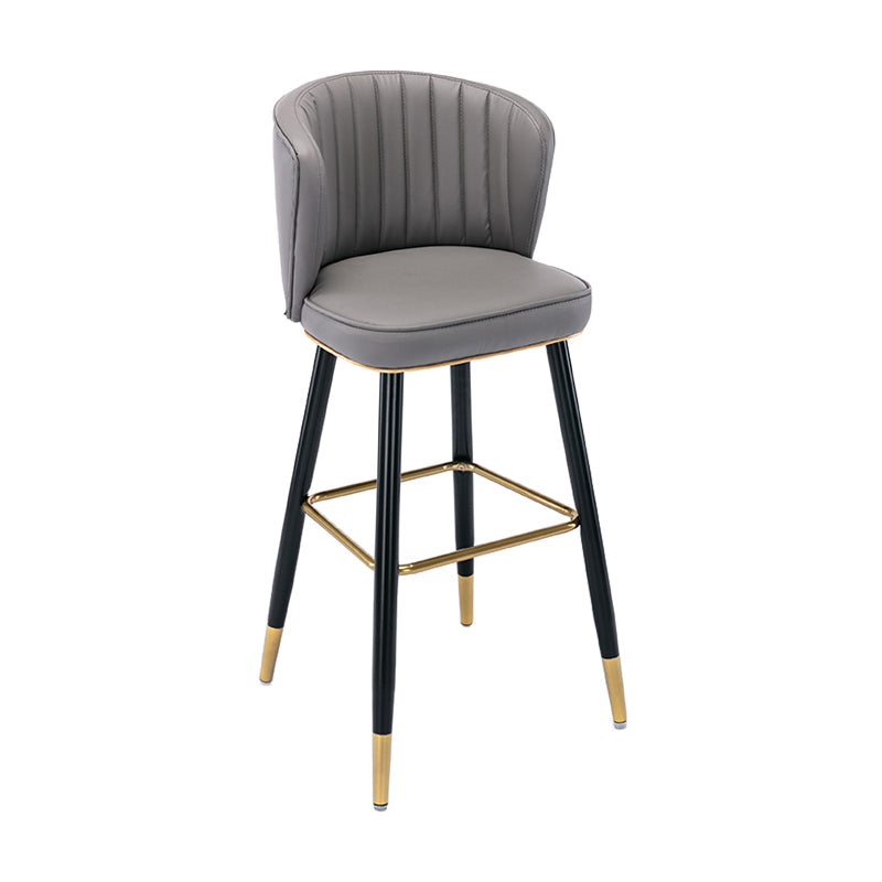 Modern Armless Backrest Counter Stool Iron Cashier Bar Stool with Leather Cushion Dark Gray 1 Piece Bar Stool(30"H) Clearhalo 'Bar Furniture' 'Bar Stools' 'bar_stools' 'furn' 'furn_bar_stools' 'furniture_bar_stools' 'Kitchen & Dining Furniture' 'kitchen&dining_furn' 'kitchen' 'kitchen_furn' Furniture' 4493008