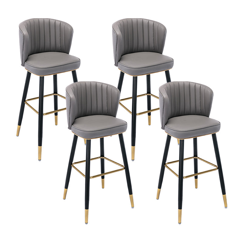Modern Armless Backrest Counter Stool Iron Cashier Bar Stool with Leather Cushion Dark Gray 4 Piece Set Bar Stool(30"H) Clearhalo 'Bar Furniture' 'Bar Stools' 'bar_stools' 'furn' 'furn_bar_stools' 'furniture_bar_stools' 'Kitchen & Dining Furniture' 'kitchen&dining_furn' 'kitchen' 'kitchen_furn' Furniture' 4493010