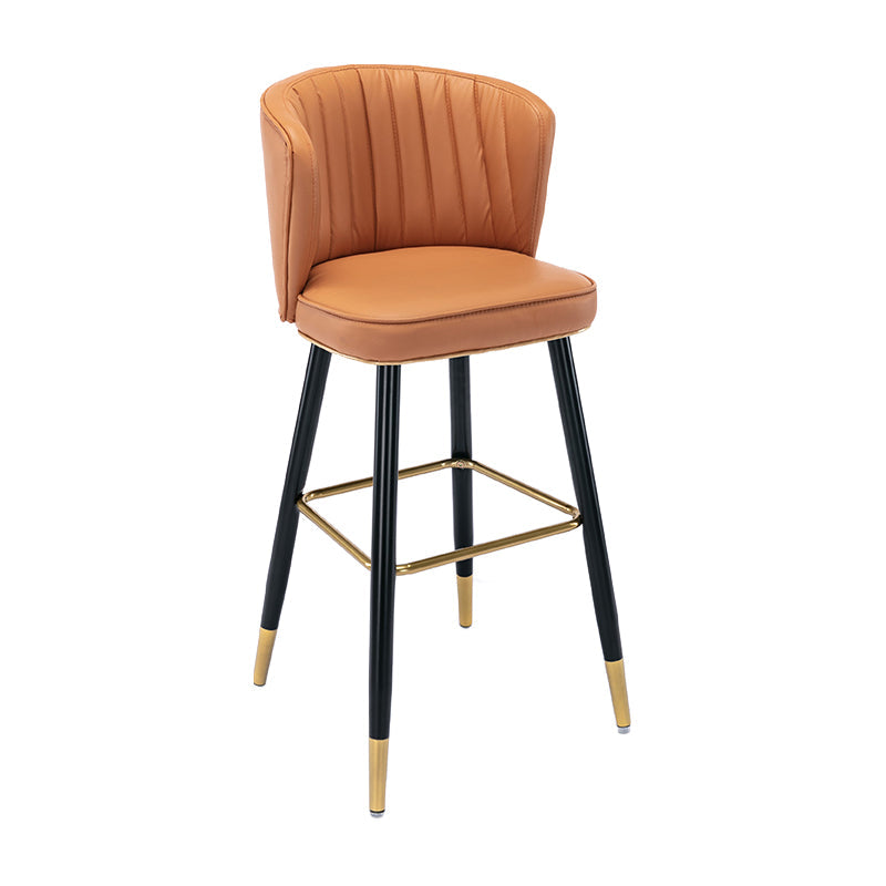 Modern Armless Backrest Counter Stool Iron Cashier Bar Stool with Leather Cushion Orange 1 Piece Bar Stool(30"H) Clearhalo 'Bar Furniture' 'Bar Stools' 'bar_stools' 'furn' 'furn_bar_stools' 'furniture_bar_stools' 'Kitchen & Dining Furniture' 'kitchen&dining_furn' 'kitchen' 'kitchen_furn' Furniture' 4493011