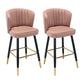 Modern Armless Backrest Counter Stool Iron Cashier Bar Stool with Leather Cushion Pink 2 Piece Set Counter Stool(26"H) Clearhalo 'Bar Furniture' 'Bar Stools' 'bar_stools' 'furn' 'furn_bar_stools' 'furniture_bar_stools' 'Kitchen & Dining Furniture' 'kitchen&dining_furn' 'kitchen' 'kitchen_furn' Furniture' 4493015