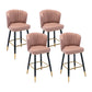 Modern Armless Backrest Counter Stool Iron Cashier Bar Stool with Leather Cushion Pink 4 Piece Set Counter Stool(26"H) Clearhalo 'Bar Furniture' 'Bar Stools' 'bar_stools' 'furn' 'furn_bar_stools' 'furniture_bar_stools' 'Kitchen & Dining Furniture' 'kitchen&dining_furn' 'kitchen' 'kitchen_furn' Furniture' 4493016