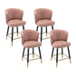 Modern Armless Backrest Counter Stool Iron Cashier Bar Stool with Leather Cushion Pink 4 Piece Set Short Stool(22"H) Clearhalo 'Bar Furniture' 'Bar Stools' 'bar_stools' 'furn' 'furn_bar_stools' 'furniture_bar_stools' 'Kitchen & Dining Furniture' 'kitchen&dining_furn' 'kitchen' 'kitchen_furn' Furniture' 4493019