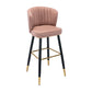 Modern Armless Backrest Counter Stool Iron Cashier Bar Stool with Leather Cushion Pink 1 Piece Bar Stool(30"H) Clearhalo 'Bar Furniture' 'Bar Stools' 'bar_stools' 'furn' 'furn_bar_stools' 'furniture_bar_stools' 'Kitchen & Dining Furniture' 'kitchen&dining_furn' 'kitchen' 'kitchen_furn' Furniture' 4493029