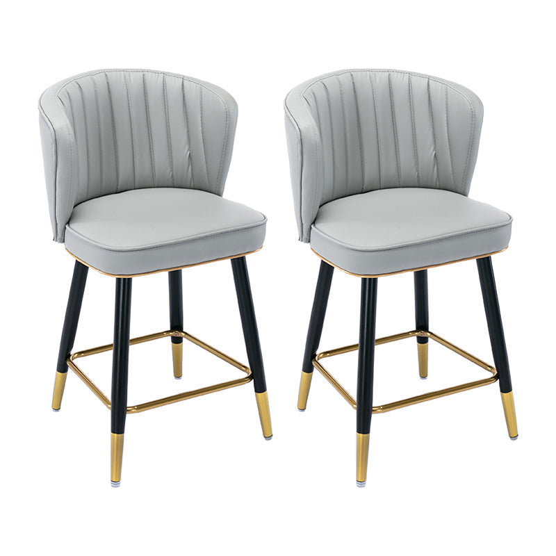 Modern Armless Backrest Counter Stool Iron Cashier Bar Stool with Leather Cushion Light Gray 2 Piece Set Short Stool(22"H) Clearhalo 'Bar Furniture' 'Bar Stools' 'bar_stools' 'furn' 'furn_bar_stools' 'furniture_bar_stools' 'Kitchen & Dining Furniture' 'kitchen&dining_furn' 'kitchen' 'kitchen_furn' Furniture' 4493033