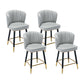 Modern Armless Backrest Counter Stool Iron Cashier Bar Stool with Leather Cushion Light Gray 4 Piece Set Short Stool(22"H) Clearhalo 'Bar Furniture' 'Bar Stools' 'bar_stools' 'furn' 'furn_bar_stools' 'furniture_bar_stools' 'Kitchen & Dining Furniture' 'kitchen&dining_furn' 'kitchen' 'kitchen_furn' Furniture' 4493034