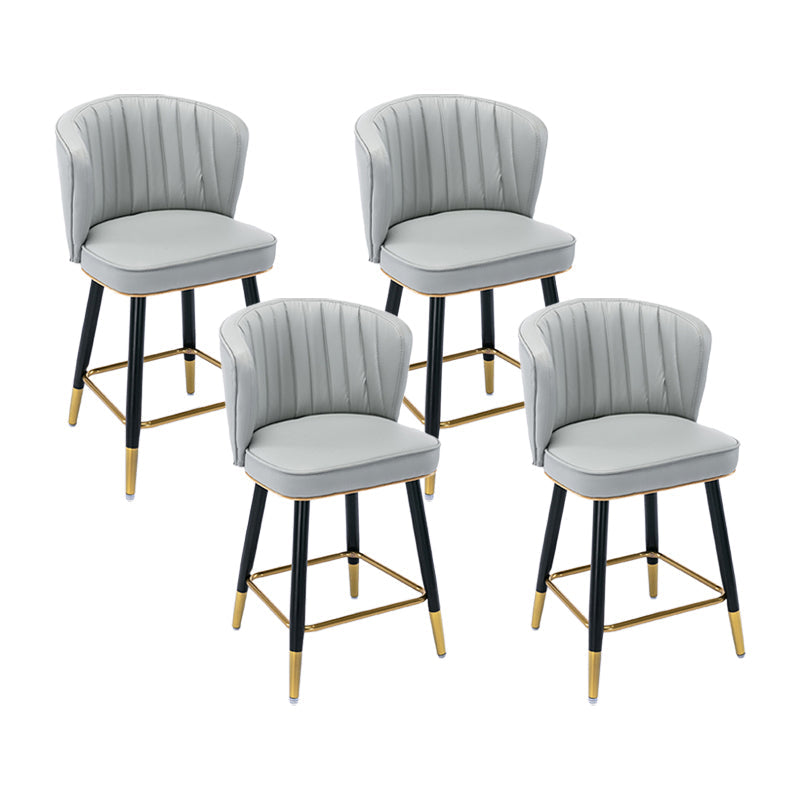 Modern Armless Backrest Counter Stool Iron Cashier Bar Stool with Leather Cushion Light Gray 4 Piece Set Short Stool(22"H) Clearhalo 'Bar Furniture' 'Bar Stools' 'bar_stools' 'furn' 'furn_bar_stools' 'furniture_bar_stools' 'Kitchen & Dining Furniture' 'kitchen&dining_furn' 'kitchen' 'kitchen_furn' Furniture' 4493034