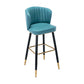 Modern Armless Backrest Counter Stool Iron Cashier Bar Stool with Leather Cushion Blue 1 Piece Bar Stool(30"H) Clearhalo 'Bar Furniture' 'Bar Stools' 'bar_stools' 'furn' 'furn_bar_stools' 'furniture_bar_stools' 'Kitchen & Dining Furniture' 'kitchen&dining_furn' 'kitchen' 'kitchen_furn' Furniture' 4493035