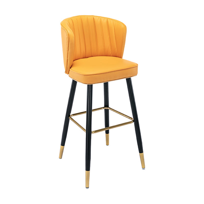 Modern Armless Backrest Counter Stool Iron Cashier Bar Stool with Leather Cushion Yellow 1 Piece Bar Stool(30"H) Clearhalo 'Bar Furniture' 'Bar Stools' 'bar_stools' 'furn' 'furn_bar_stools' 'furniture_bar_stools' 'Kitchen & Dining Furniture' 'kitchen&dining_furn' 'kitchen' 'kitchen_furn' Furniture' 4493038