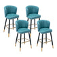 Modern Armless Backrest Counter Stool Iron Cashier Bar Stool with Leather Cushion Blue 4 Piece Set Counter Stool(26"H) Clearhalo 'Bar Furniture' 'Bar Stools' 'bar_stools' 'furn' 'furn_bar_stools' 'furniture_bar_stools' 'Kitchen & Dining Furniture' 'kitchen&dining_furn' 'kitchen' 'kitchen_furn' Furniture' 4493043