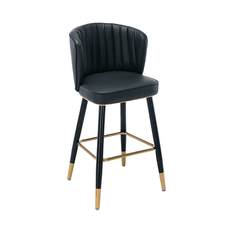 Modern Armless Backrest Counter Stool Iron Cashier Bar Stool with Leather Cushion Black 1 Piece Counter Stool(26"H) Clearhalo 'Bar Furniture' 'Bar Stools' 'bar_stools' 'furn' 'furn_bar_stools' 'furniture_bar_stools' 'Kitchen & Dining Furniture' 'kitchen&dining_furn' 'kitchen' 'kitchen_furn' Furniture' 4493044