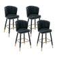 Modern Armless Backrest Counter Stool Iron Cashier Bar Stool with Leather Cushion Black 4 Piece Set Counter Stool(26"H) Clearhalo 'Bar Furniture' 'Bar Stools' 'bar_stools' 'furn' 'furn_bar_stools' 'furniture_bar_stools' 'Kitchen & Dining Furniture' 'kitchen&dining_furn' 'kitchen' 'kitchen_furn' Furniture' 4493046