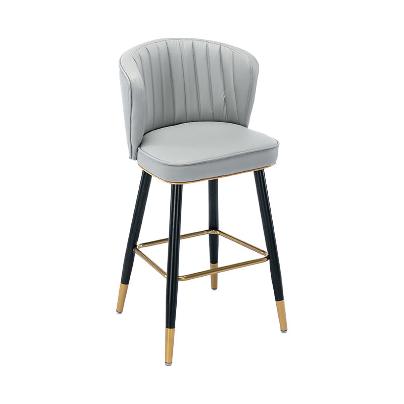 Modern Armless Backrest Counter Stool Iron Cashier Bar Stool with Leather Cushion Light Gray 1 Piece Counter Stool(26"H) Clearhalo 'Bar Furniture' 'Bar Stools' 'bar_stools' 'furn' 'furn_bar_stools' 'furniture_bar_stools' 'Kitchen & Dining Furniture' 'kitchen&dining_furn' 'kitchen' 'kitchen_furn' Furniture' 4493047