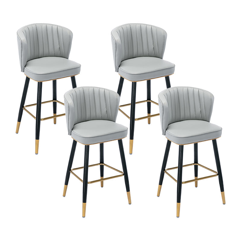 Modern Armless Backrest Counter Stool Iron Cashier Bar Stool with Leather Cushion Light Gray 4 Piece Set Counter Stool(26"H) Clearhalo 'Bar Furniture' 'Bar Stools' 'bar_stools' 'furn' 'furn_bar_stools' 'furniture_bar_stools' 'Kitchen & Dining Furniture' 'kitchen&dining_furn' 'kitchen' 'kitchen_furn' Furniture' 4493049