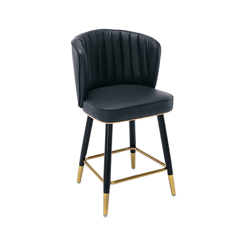 Modern Armless Backrest Counter Stool Iron Cashier Bar Stool with Leather Cushion Black 1 Piece Short Stool(22"H) Clearhalo 'Bar Furniture' 'Bar Stools' 'bar_stools' 'furn' 'furn_bar_stools' 'furniture_bar_stools' 'Kitchen & Dining Furniture' 'kitchen&dining_furn' 'kitchen' 'kitchen_furn' Furniture' 4493050