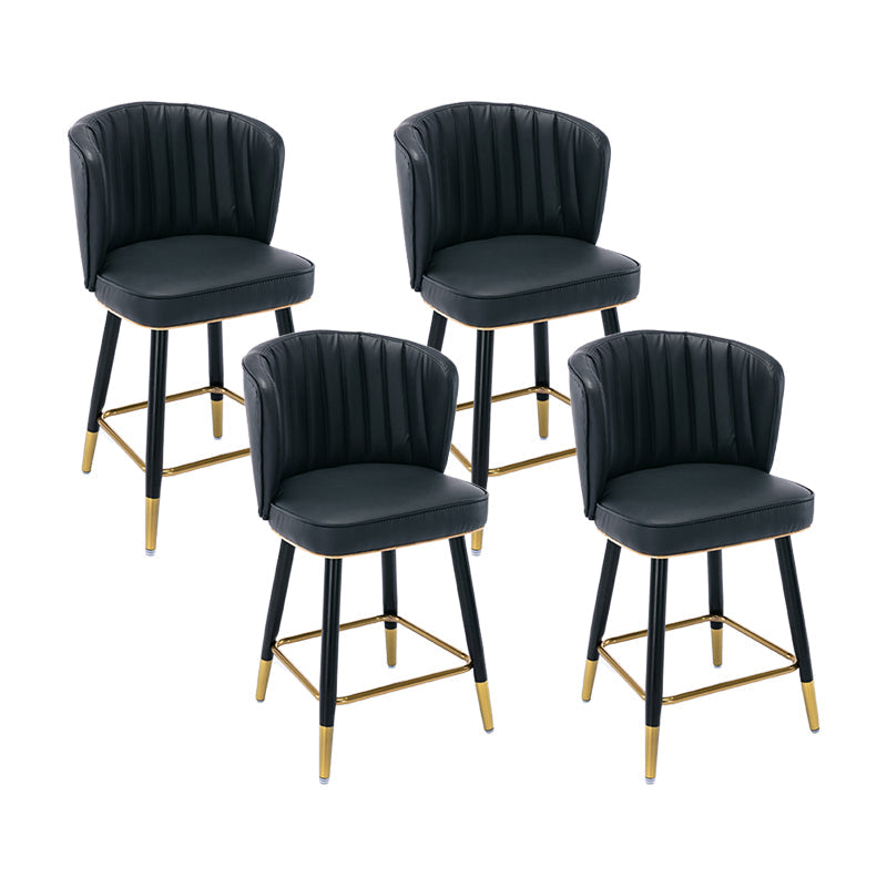Modern Armless Backrest Counter Stool Iron Cashier Bar Stool with Leather Cushion Black 4 Piece Set Short Stool(22"H) Clearhalo 'Bar Furniture' 'Bar Stools' 'bar_stools' 'furn' 'furn_bar_stools' 'furniture_bar_stools' 'Kitchen & Dining Furniture' 'kitchen&dining_furn' 'kitchen' 'kitchen_furn' Furniture' 4493052