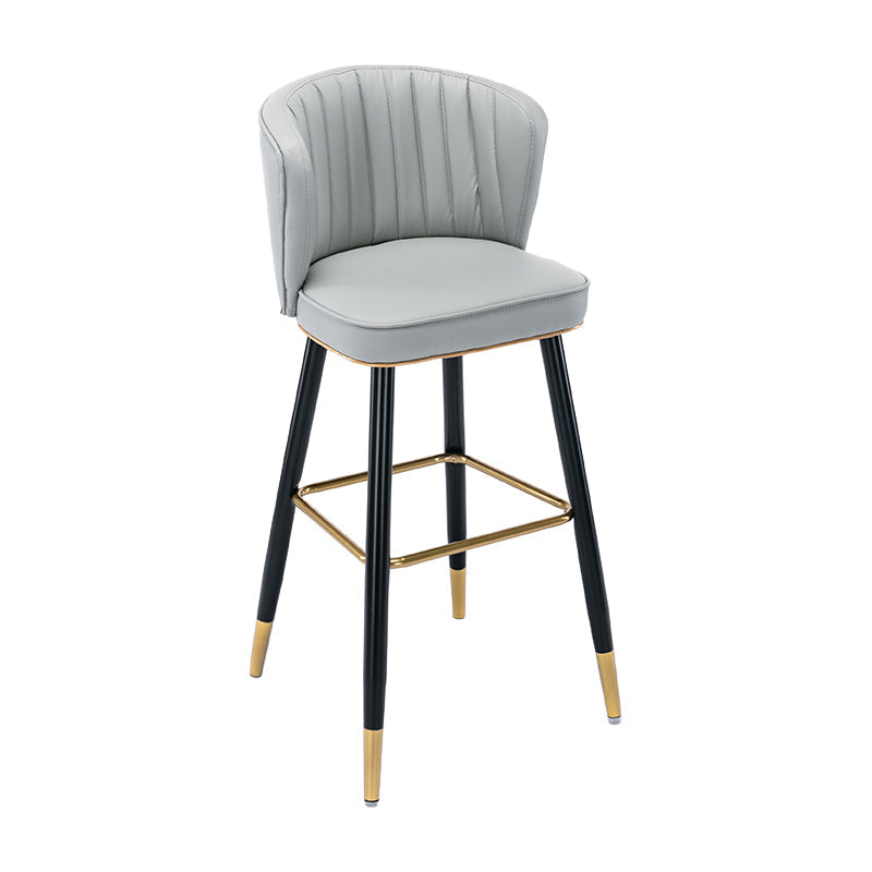 Modern Armless Backrest Counter Stool Iron Cashier Bar Stool with Leather Cushion Light Gray 1 Piece Bar Stool(30"H) Clearhalo 'Bar Furniture' 'Bar Stools' 'bar_stools' 'furn' 'furn_bar_stools' 'furniture_bar_stools' 'Kitchen & Dining Furniture' 'kitchen&dining_furn' 'kitchen' 'kitchen_furn' Furniture' 4493053