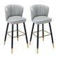 Modern Armless Backrest Counter Stool Iron Cashier Bar Stool with Leather Cushion Light Gray 2 Piece Set Bar Stool(30"H) Clearhalo 'Bar Furniture' 'Bar Stools' 'bar_stools' 'furn' 'furn_bar_stools' 'furniture_bar_stools' 'Kitchen & Dining Furniture' 'kitchen&dining_furn' 'kitchen' 'kitchen_furn' Furniture' 4493054