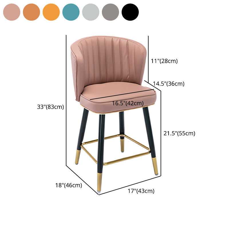 Modern Armless Backrest Counter Stool Iron Cashier Bar Stool with Leather Cushion Clearhalo 'Bar Furniture' 'Bar Stools' 'bar_stools' 'furn' 'furn_bar_stools' 'furniture_bar_stools' 'Kitchen & Dining Furniture' 'kitchen&dining_furn' 'kitchen' 'kitchen_furn' Furniture' 4493056