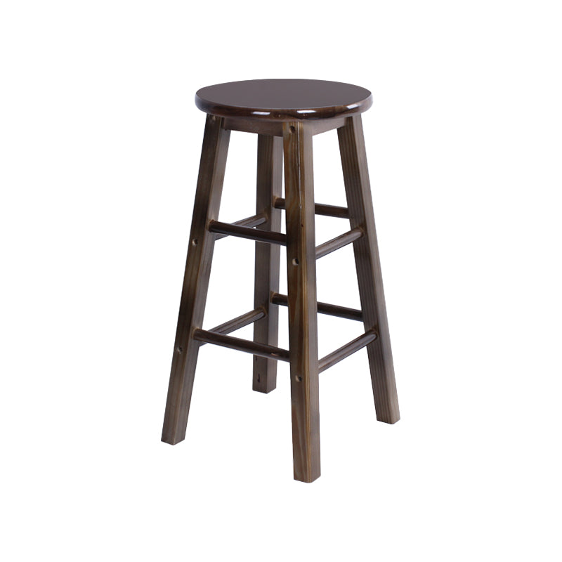 Modern Armless Backless Counter Stool Wood Bar Stool with Wooden Pedal Dark Brown 1 Piece Clearhalo 'Bar Furniture' 'Bar Stools' 'bar_stools' 'furn' 'furn_bar_stools' 'furniture_bar_stools' 'Kitchen & Dining Furniture' 'kitchen&dining_furn' 'kitchen' 'kitchen_furn' Furniture' 4493130