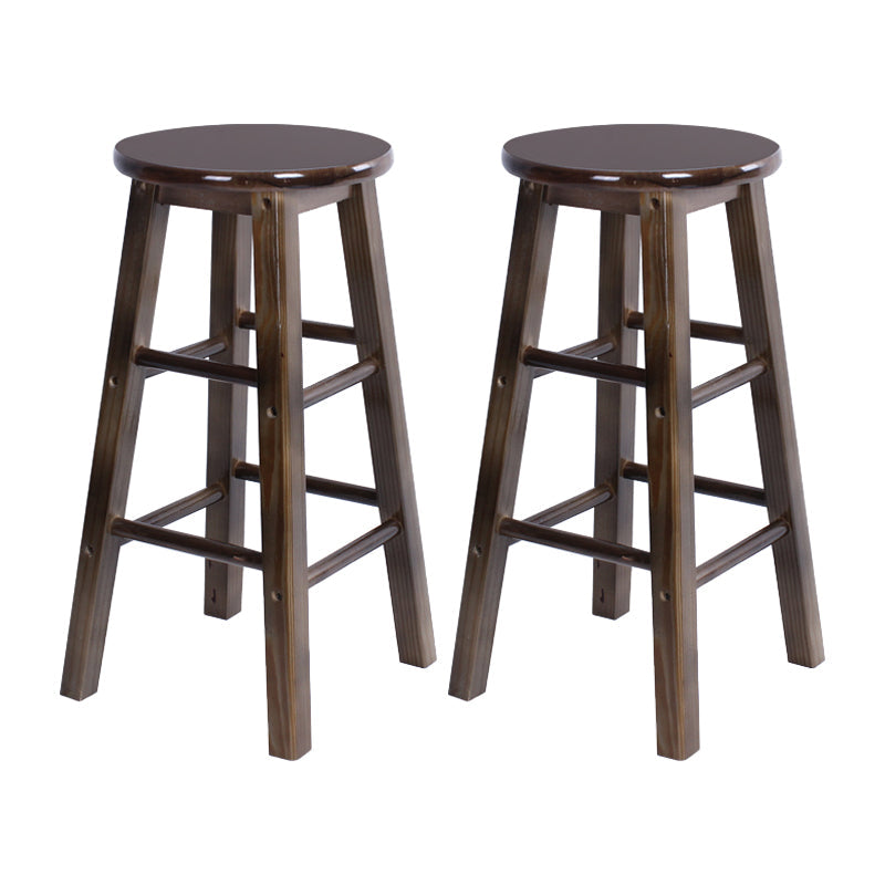 Modern Armless Backless Counter Stool Wood Bar Stool with Wooden Pedal Dark Brown 2 Piece Set Clearhalo 'Bar Furniture' 'Bar Stools' 'bar_stools' 'furn' 'furn_bar_stools' 'furniture_bar_stools' 'Kitchen & Dining Furniture' 'kitchen&dining_furn' 'kitchen' 'kitchen_furn' Furniture' 4493131