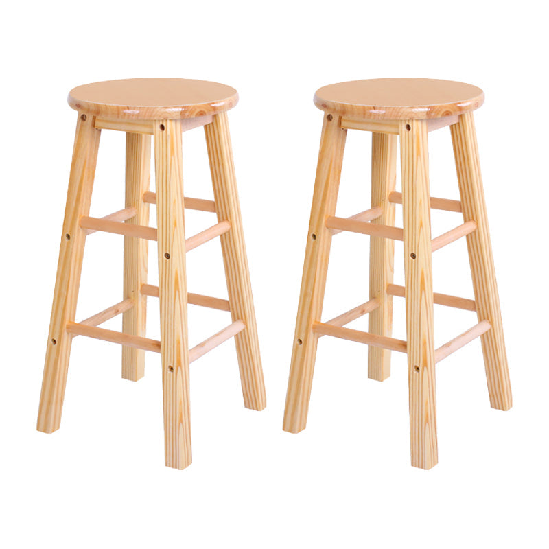 Modern Armless Backless Counter Stool Wood Bar Stool with Wooden Pedal Natural 2 Piece Set Clearhalo 'Bar Furniture' 'Bar Stools' 'bar_stools' 'furn' 'furn_bar_stools' 'furniture_bar_stools' 'Kitchen & Dining Furniture' 'kitchen&dining_furn' 'kitchen' 'kitchen_furn' Furniture' 4493138