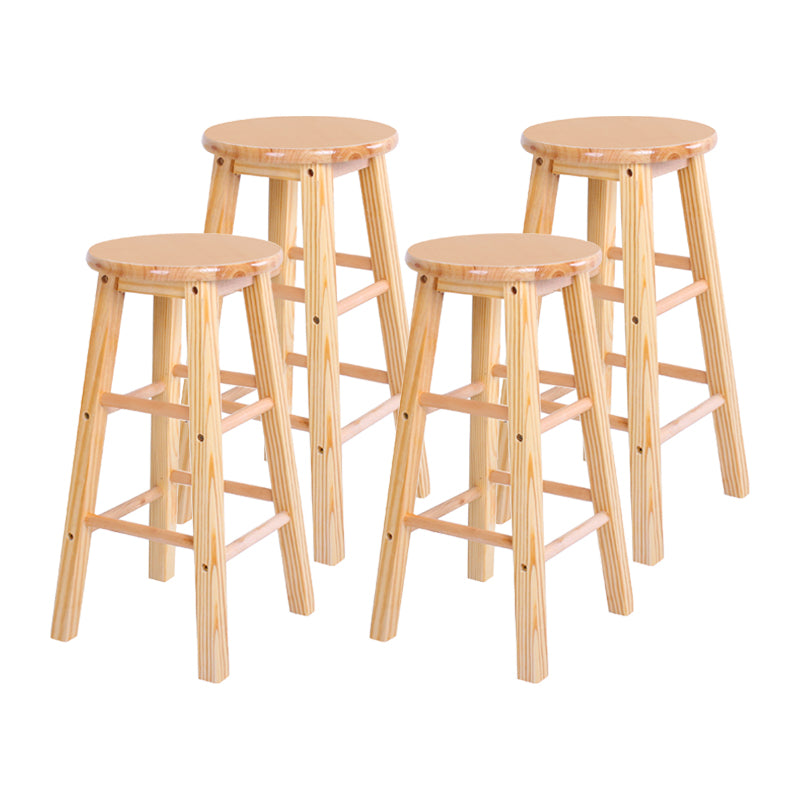Modern Armless Backless Counter Stool Wood Bar Stool with Wooden Pedal Natural 4 Piece Set Clearhalo 'Bar Furniture' 'Bar Stools' 'bar_stools' 'furn' 'furn_bar_stools' 'furniture_bar_stools' 'Kitchen & Dining Furniture' 'kitchen&dining_furn' 'kitchen' 'kitchen_furn' Furniture' 4493140