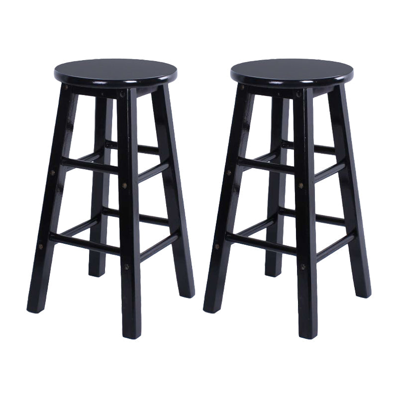 Modern Armless Backless Counter Stool Wood Bar Stool with Wooden Pedal Black 2 Piece Set Clearhalo 'Bar Furniture' 'Bar Stools' 'bar_stools' 'furn' 'furn_bar_stools' 'furniture_bar_stools' 'Kitchen & Dining Furniture' 'kitchen&dining_furn' 'kitchen' 'kitchen_furn' Furniture' 4493144
