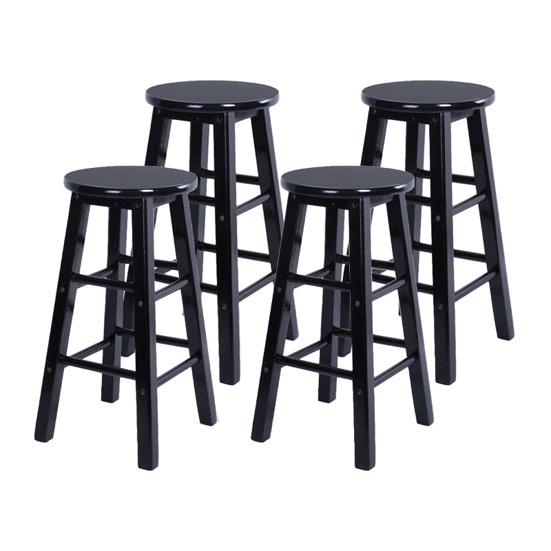 Modern Armless Backless Counter Stool Wood Bar Stool with Wooden Pedal Black 4 Piece Set Clearhalo 'Bar Furniture' 'Bar Stools' 'bar_stools' 'furn' 'furn_bar_stools' 'furniture_bar_stools' 'Kitchen & Dining Furniture' 'kitchen&dining_furn' 'kitchen' 'kitchen_furn' Furniture' 4493145