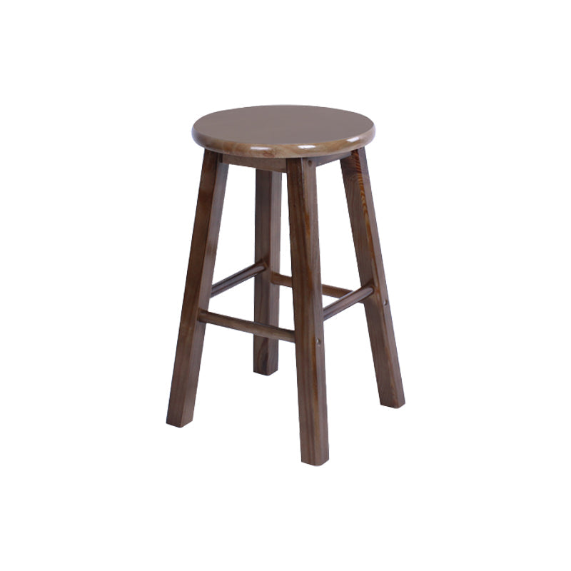 Modern Armless Backless Counter Stool Wood Bar Stool with Wooden Pedal Dark Brown 1 Piece Short Stool(20"H) Clearhalo 'Bar Furniture' 'Bar Stools' 'bar_stools' 'furn' 'furn_bar_stools' 'furniture_bar_stools' 'Kitchen & Dining Furniture' 'kitchen&dining_furn' 'kitchen' 'kitchen_furn' Furniture' 4493148