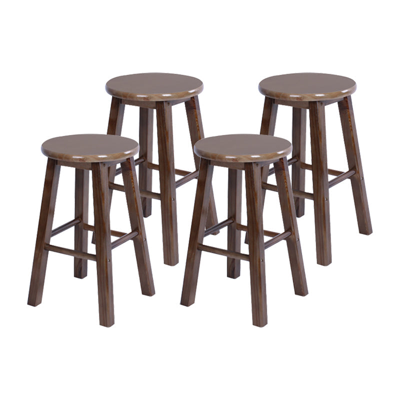Modern Armless Backless Counter Stool Wood Bar Stool with Wooden Pedal Dark Brown 4 Piece Set Short Stool(20"H) Clearhalo 'Bar Furniture' 'Bar Stools' 'bar_stools' 'furn' 'furn_bar_stools' 'furniture_bar_stools' 'Kitchen & Dining Furniture' 'kitchen&dining_furn' 'kitchen' 'kitchen_furn' Furniture' 4493150