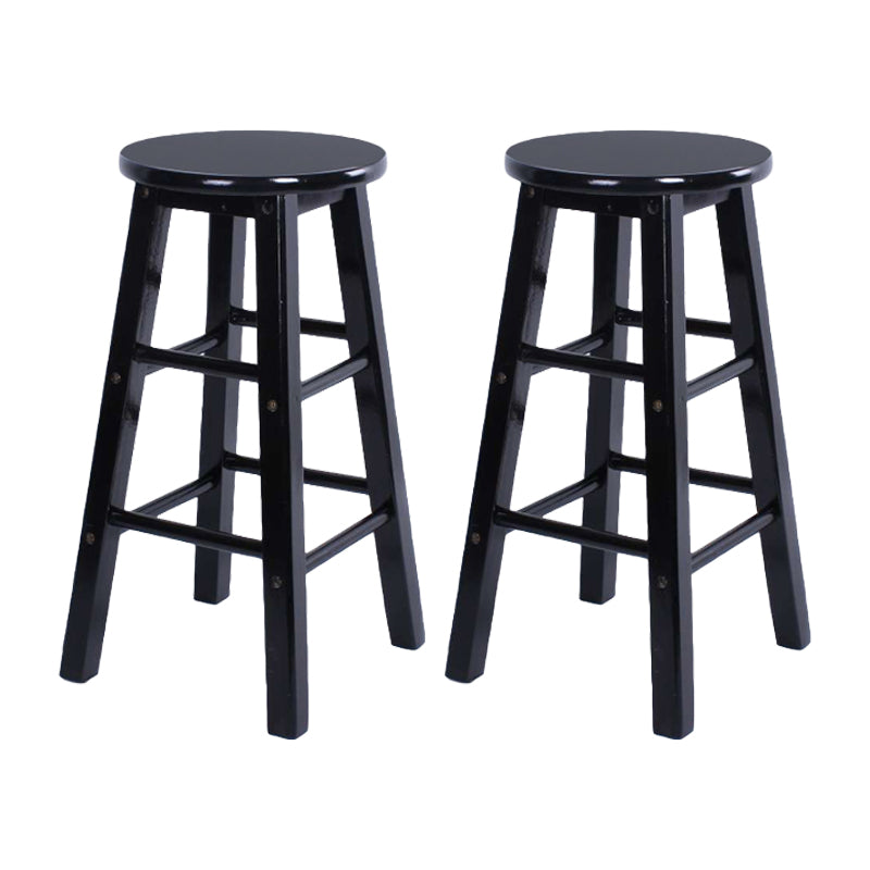 Modern Armless Backless Counter Stool Wood Bar Stool with Wooden Pedal Black 2 Piece Set Counter Stool (23.5"H) Clearhalo 'Bar Furniture' 'Bar Stools' 'bar_stools' 'furn' 'furn_bar_stools' 'furniture_bar_stools' 'Kitchen & Dining Furniture' 'kitchen&dining_furn' 'kitchen' 'kitchen_furn' Furniture' 4493152