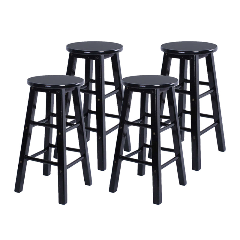 Modern Armless Backless Counter Stool Wood Bar Stool with Wooden Pedal Black 4 Piece Set Counter Stool (23.5"H) Clearhalo 'Bar Furniture' 'Bar Stools' 'bar_stools' 'furn' 'furn_bar_stools' 'furniture_bar_stools' 'Kitchen & Dining Furniture' 'kitchen&dining_furn' 'kitchen' 'kitchen_furn' Furniture' 4493153