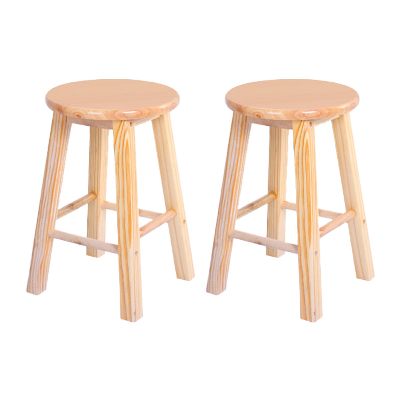 Modern Armless Backless Counter Stool Wood Bar Stool with Wooden Pedal Natural 2 Piece Set Clearhalo 'Bar Furniture' 'Bar Stools' 'bar_stools' 'furn' 'furn_bar_stools' 'furniture_bar_stools' 'Kitchen & Dining Furniture' 'kitchen&dining_furn' 'kitchen' 'kitchen_furn' Furniture' 4493155