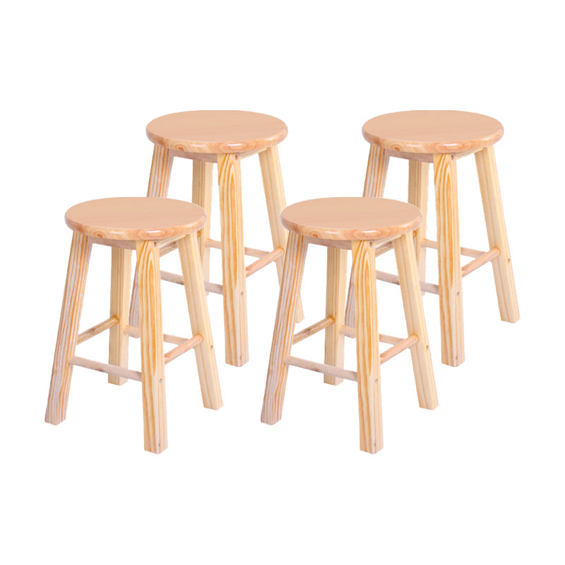 Modern Armless Backless Counter Stool Wood Bar Stool with Wooden Pedal Natural 4 Piece Set Clearhalo 'Bar Furniture' 'Bar Stools' 'bar_stools' 'furn' 'furn_bar_stools' 'furniture_bar_stools' 'Kitchen & Dining Furniture' 'kitchen&dining_furn' 'kitchen' 'kitchen_furn' Furniture' 4493156