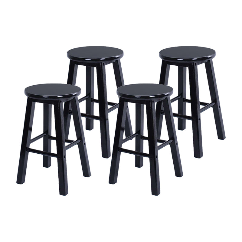 Modern Armless Backless Counter Stool Wood Bar Stool with Wooden Pedal Black 4 Piece Set Clearhalo 'Bar Furniture' 'Bar Stools' 'bar_stools' 'furn' 'furn_bar_stools' 'furniture_bar_stools' 'Kitchen & Dining Furniture' 'kitchen&dining_furn' 'kitchen' 'kitchen_furn' Furniture' 4493159