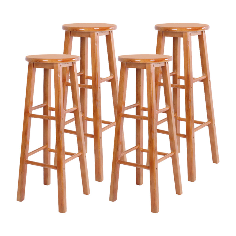 Modern Armless Backless Counter Stool Wood Bar Stool with Wooden Pedal Light Brown 4 Piece Set Bar Stool(31"H) Clearhalo 'Bar Furniture' 'Bar Stools' 'bar_stools' 'furn' 'furn_bar_stools' 'furniture_bar_stools' 'Kitchen & Dining Furniture' 'kitchen&dining_furn' 'kitchen' 'kitchen_furn' Furniture' 4493162
