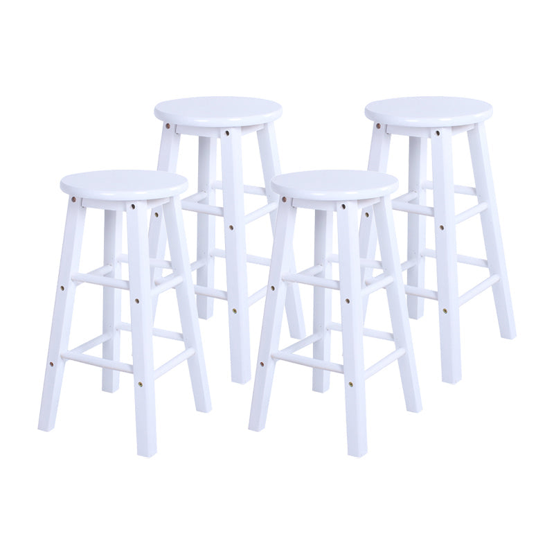 Modern Armless Backless Counter Stool Wood Bar Stool with Wooden Pedal White 4 Piece Set Clearhalo 'Bar Furniture' 'Bar Stools' 'bar_stools' 'furn' 'furn_bar_stools' 'furniture_bar_stools' 'Kitchen & Dining Furniture' 'kitchen&dining_furn' 'kitchen' 'kitchen_furn' Furniture' 4493165