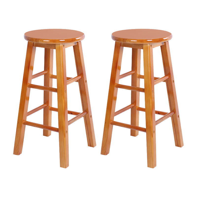 Modern Armless Backless Counter Stool Wood Bar Stool with Wooden Pedal Light Brown 2 Piece Set Clearhalo 'Bar Furniture' 'Bar Stools' 'bar_stools' 'furn' 'furn_bar_stools' 'furniture_bar_stools' 'Kitchen & Dining Furniture' 'kitchen&dining_furn' 'kitchen' 'kitchen_furn' Furniture' 4493167