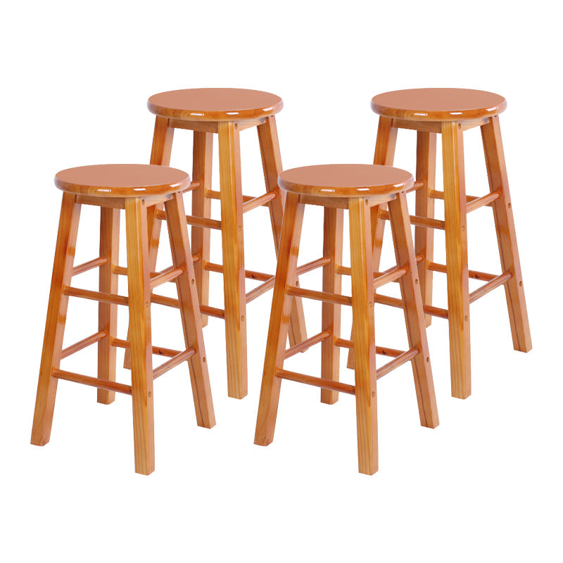 Modern Armless Backless Counter Stool Wood Bar Stool with Wooden Pedal Light Brown 4 Piece Set Clearhalo 'Bar Furniture' 'Bar Stools' 'bar_stools' 'furn' 'furn_bar_stools' 'furniture_bar_stools' 'Kitchen & Dining Furniture' 'kitchen&dining_furn' 'kitchen' 'kitchen_furn' Furniture' 4493168