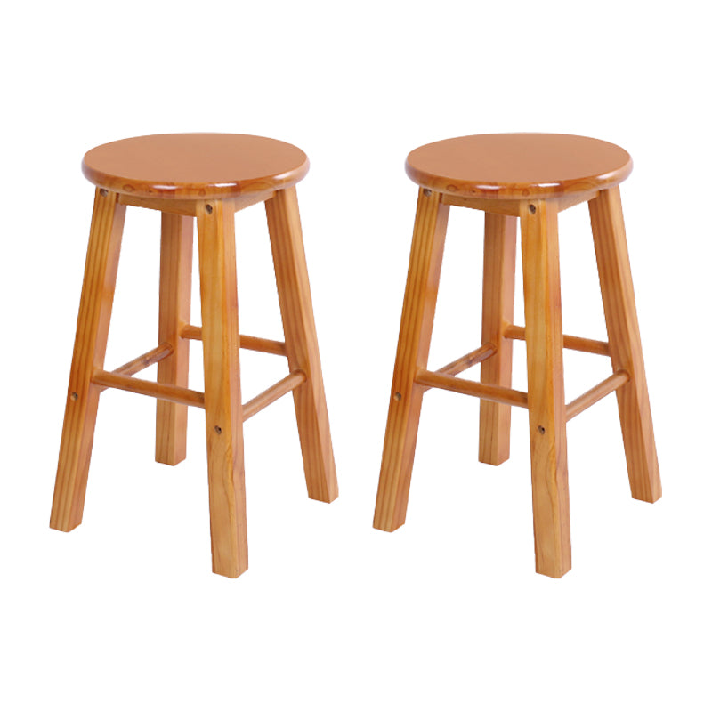 Modern Armless Backless Counter Stool Wood Bar Stool with Wooden Pedal Light Brown 2 Piece Set Clearhalo 'Bar Furniture' 'Bar Stools' 'bar_stools' 'furn' 'furn_bar_stools' 'furniture_bar_stools' 'Kitchen & Dining Furniture' 'kitchen&dining_furn' 'kitchen' 'kitchen_furn' Furniture' 4493170