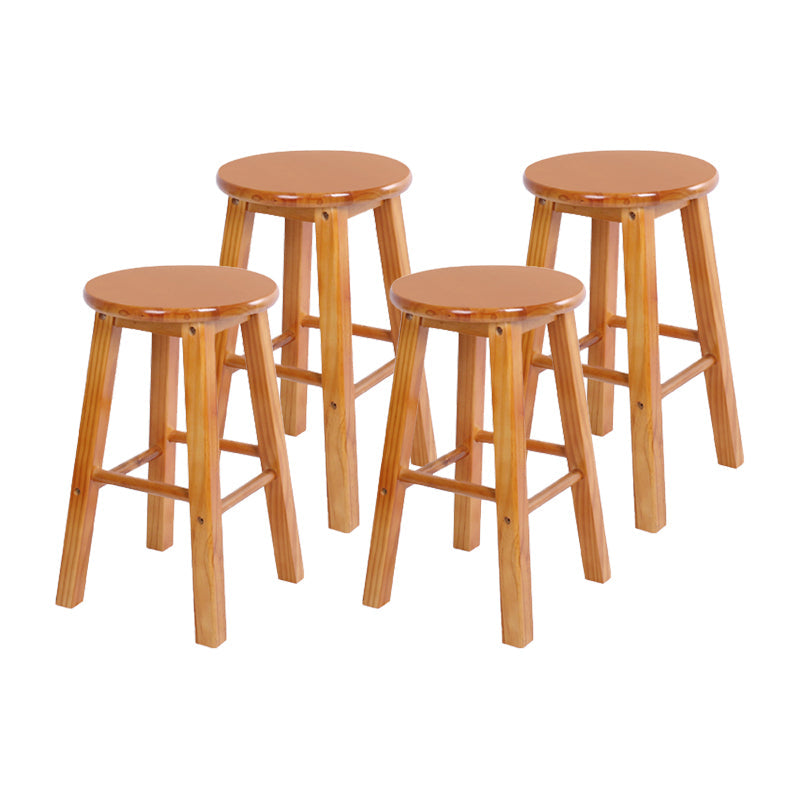 Modern Armless Backless Counter Stool Wood Bar Stool with Wooden Pedal Light Brown 4 Piece Set Clearhalo 'Bar Furniture' 'Bar Stools' 'bar_stools' 'furn' 'furn_bar_stools' 'furniture_bar_stools' 'Kitchen & Dining Furniture' 'kitchen&dining_furn' 'kitchen' 'kitchen_furn' Furniture' 4493171