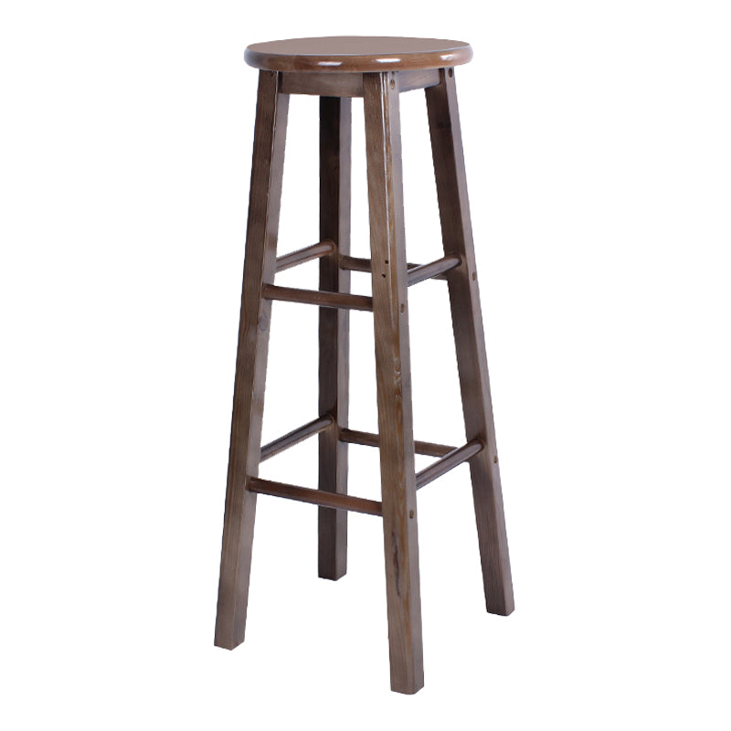 Modern Armless Backless Counter Stool Wood Bar Stool with Wooden Pedal Dark Brown 1 Piece Bar Stool(31"H) Clearhalo 'Bar Furniture' 'Bar Stools' 'bar_stools' 'furn' 'furn_bar_stools' 'furniture_bar_stools' 'Kitchen & Dining Furniture' 'kitchen&dining_furn' 'kitchen' 'kitchen_furn' Furniture' 4493175