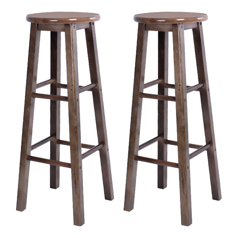 Modern Armless Backless Counter Stool Wood Bar Stool with Wooden Pedal Dark Brown 2 Piece Set Bar Stool(31"H) Clearhalo 'Bar Furniture' 'Bar Stools' 'bar_stools' 'furn' 'furn_bar_stools' 'furniture_bar_stools' 'Kitchen & Dining Furniture' 'kitchen&dining_furn' 'kitchen' 'kitchen_furn' Furniture' 4493176