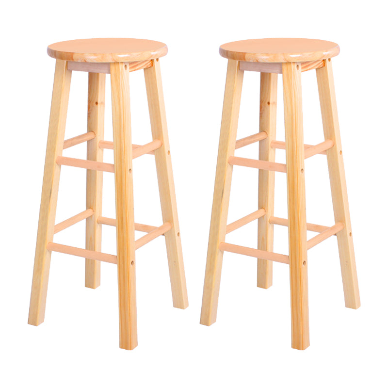 Modern Armless Backless Counter Stool Wood Bar Stool with Wooden Pedal Natural 2 Piece Set Bar Stool(31"H) Clearhalo 'Bar Furniture' 'Bar Stools' 'bar_stools' 'furn' 'furn_bar_stools' 'furniture_bar_stools' 'Kitchen & Dining Furniture' 'kitchen&dining_furn' 'kitchen' 'kitchen_furn' Furniture' 4493178