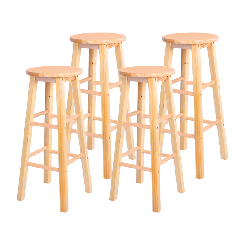Modern Armless Backless Counter Stool Wood Bar Stool with Wooden Pedal Natural 4 Piece Set Bar Stool(31"H) Clearhalo 'Bar Furniture' 'Bar Stools' 'bar_stools' 'furn' 'furn_bar_stools' 'furniture_bar_stools' 'Kitchen & Dining Furniture' 'kitchen&dining_furn' 'kitchen' 'kitchen_furn' Furniture' 4493179